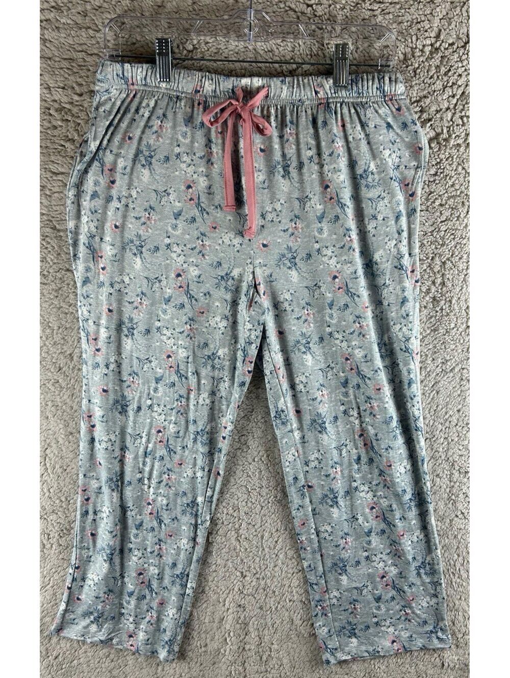 Lucky Brand Women’s Gray Floral Pajama Pants Size Small Lounge Sleepwear Bottoms